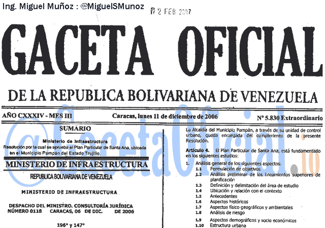 Gaceta Oficial 5830 del 11 Diciembre 2006