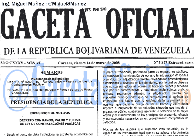 Gaceta Oficial 5877 del 14 Marzo 2008