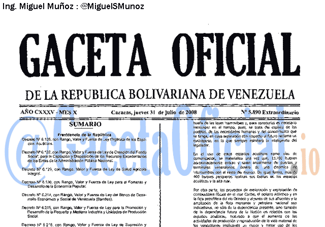 Gaceta Oficial 5890 del 31 Julio 2008