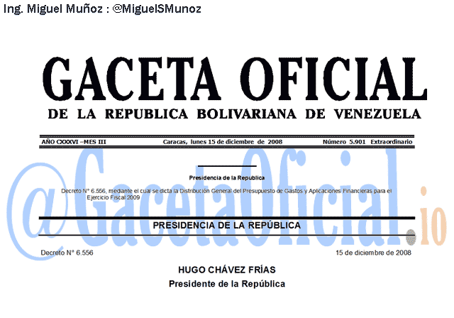 Gaceta Oficial 5901 del 15 Diciembre 2008