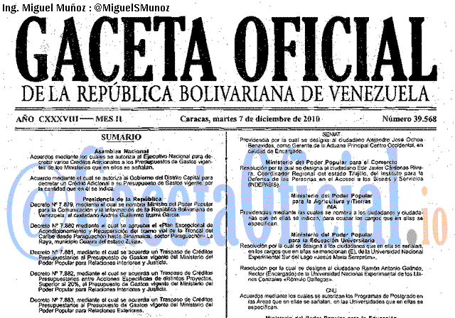 Gaceta Oficial 39568 del 7 Diciembre 2010