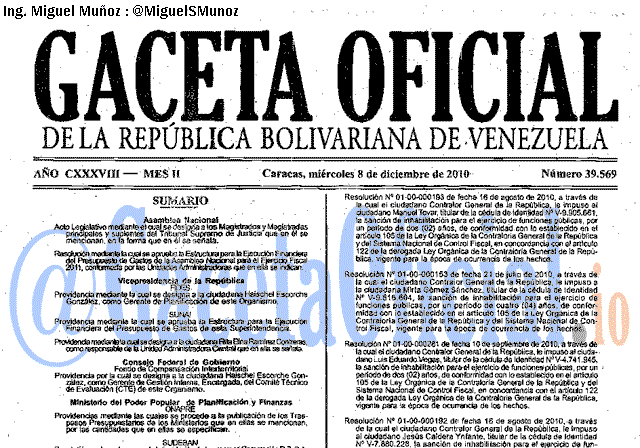 Gaceta Oficial 39569 del 8 Diciembre 2010