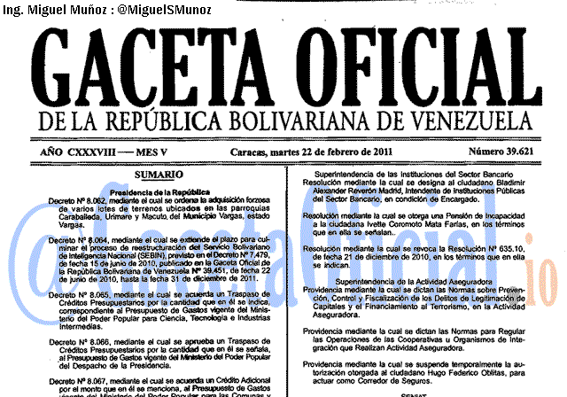 Gaceta Oficial 39621 del 22 Febrero 2011