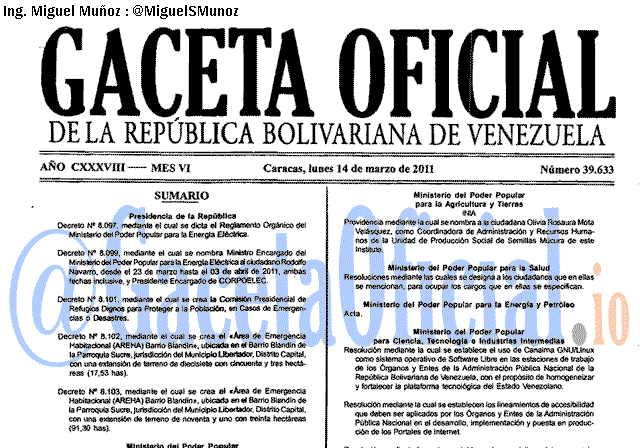 Gaceta Oficial 39633 del 14 Marzo 2011