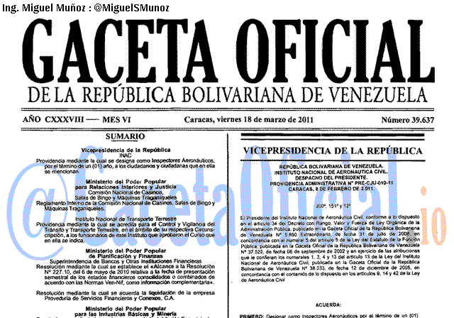 Gaceta Oficial 39637 del 18 Marzo 2011