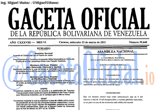Gaceta Oficial 39640 del 23 Marzo 2011