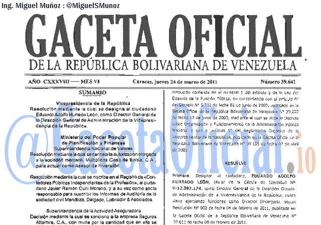 Gaceta Oficial 39641 del 24 Marzo 2011
