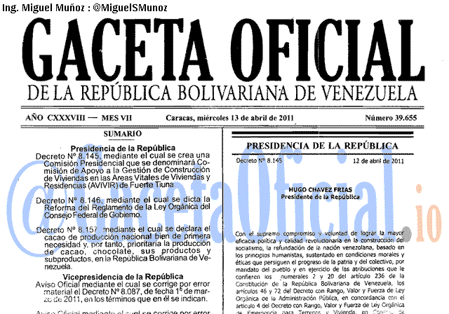 Gaceta Oficial 39655 del 13 Abril 2011