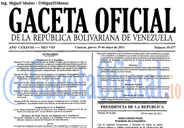 Gaceta Oficial 39677 del 19 Mayo 2011