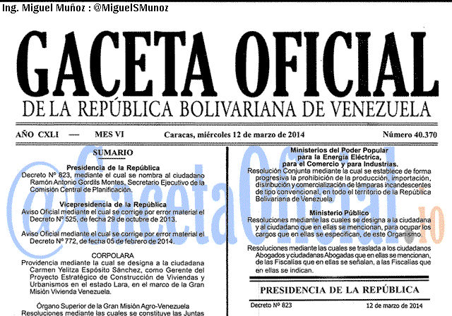 Gaceta Oficial 40370 del 12 Marzo 2014