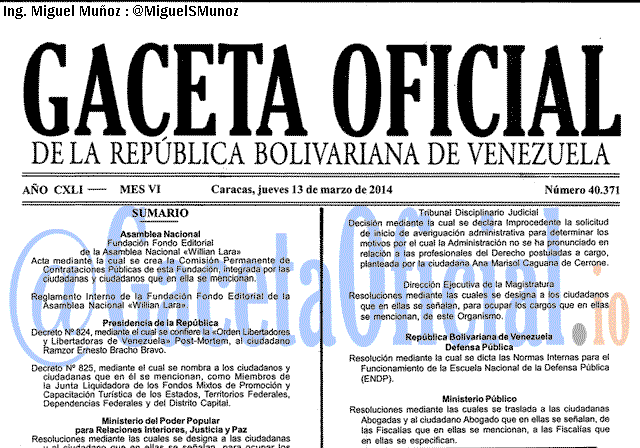 Gaceta Oficial 40371 del 13 Marzo 2014 