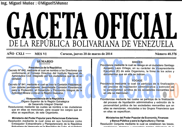 Gaceta Oficial 40376 del 20 Marzo 2014