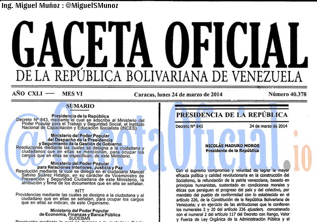 Gaceta Oficial 40378 del 24 Marzo 2014
