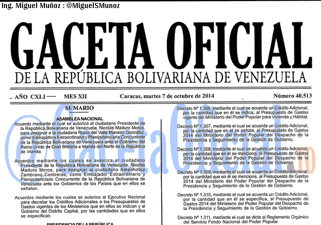 Gaceta Oficial 40513 del 7 Octubre 2014