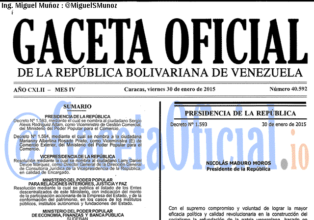 Gaceta Oficial 40592 del 30 Enero 2015