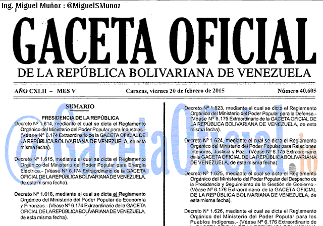 Gaceta Oficial 40605 del 20 Febrero 2015