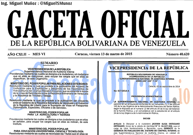 Gaceta Oficial 40620 del 13 marzo 2015
