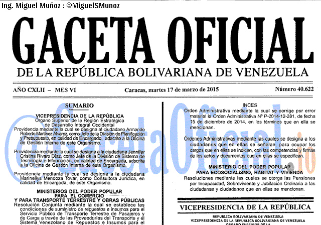 Gaceta Oficial 40622 del 17 marzo 2015