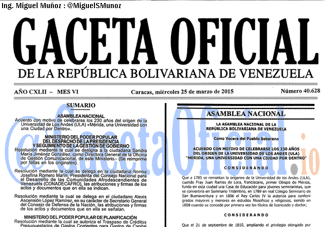 Gaceta Oficial 40628 del 25 marzo 2015