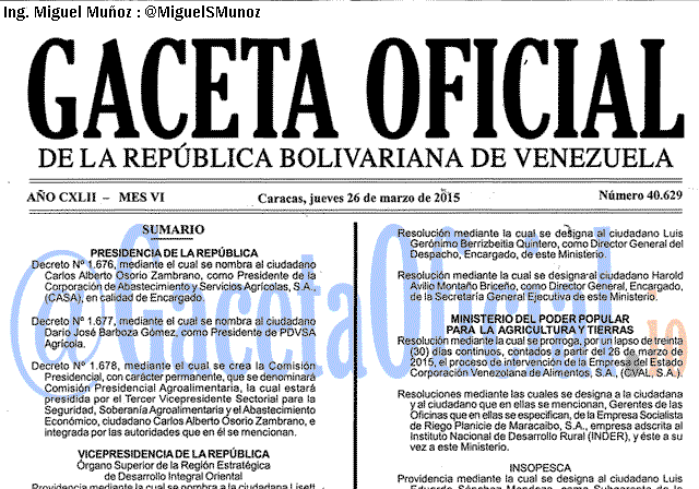 Gaceta Oficial 40629 del 26 marzo 2015