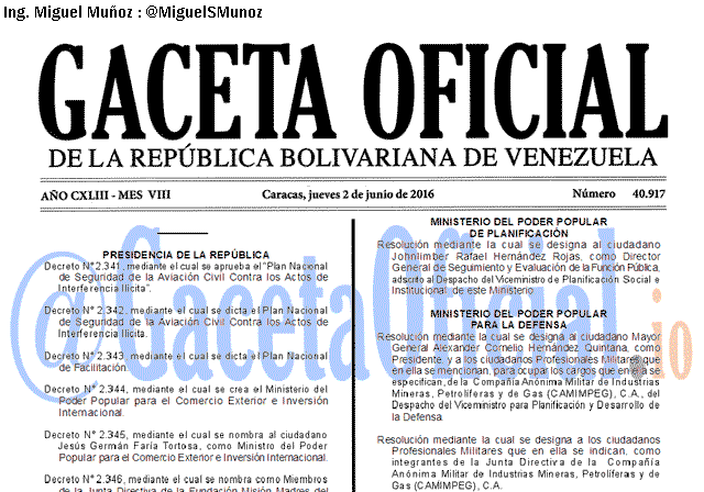 Gaceta Oficial 40917 del 2 junio 2016
