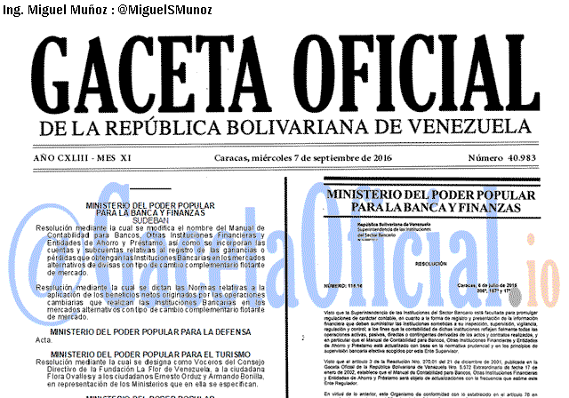 Gaceta Oficial 40983 del 7 Septiembre 2016