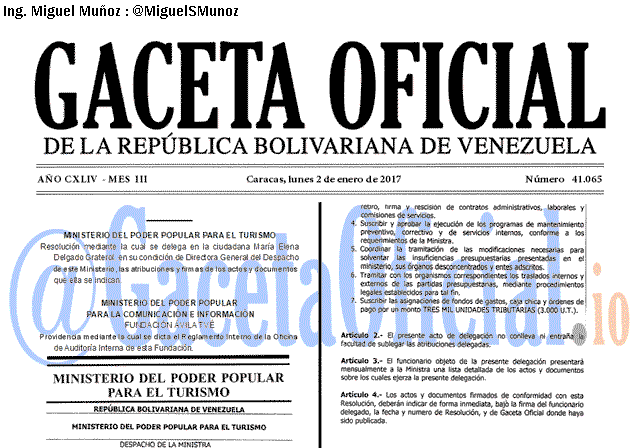 Gaceta Oficial 41065 del 2 enero 2017