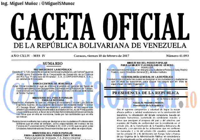 Gaceta Oficial 41093 del 10 febrero 2017