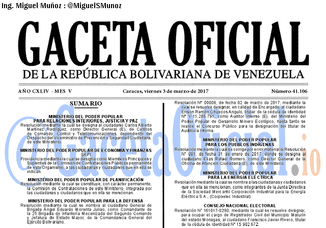 Gaceta Oficial 41106 del 3 marzo 2017