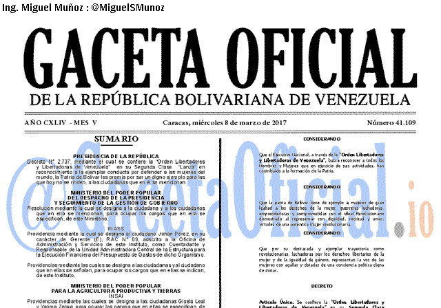Gaceta Oficial 41109 del 8 marzo 2017