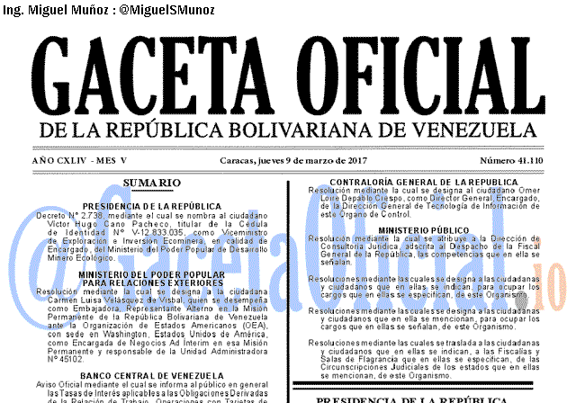 Gaceta Oficial 41110 del 9 marzo 2017
