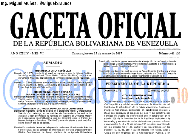 Gaceta Oficial 41120 del 23 marzo 2017