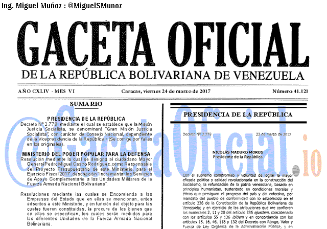 Gaceta Oficial 41121 del 24 marzo 2017