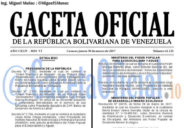 Gaceta Oficial 41125 del 30 marzo 2017