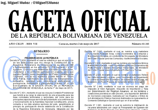 Gaceta Oficial 41141 del 2 mayo 2017