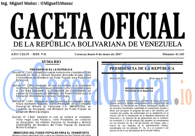 Gaceta Oficial 41145 del 8 mayo 2017