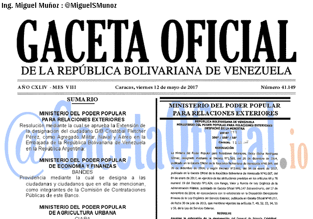 Gaceta Oficial 41149 del 12 mayo 2017