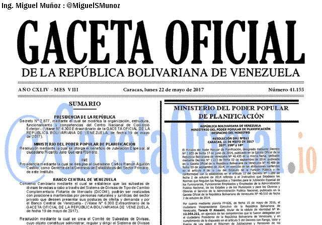 Gaceta Oficial 41155 del 22 mayo 2017