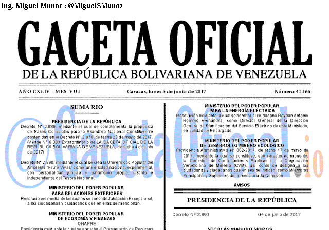 Gaceta Oficial 41165 del 5 junio 2017
