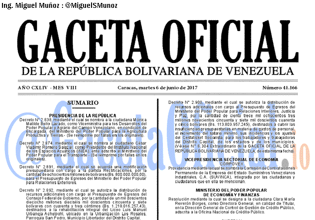 Gaceta Oficial 41166 del 6 junio 2017