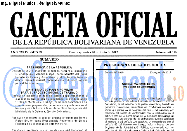 Gaceta Oficial 41176 del 20 junio 2017