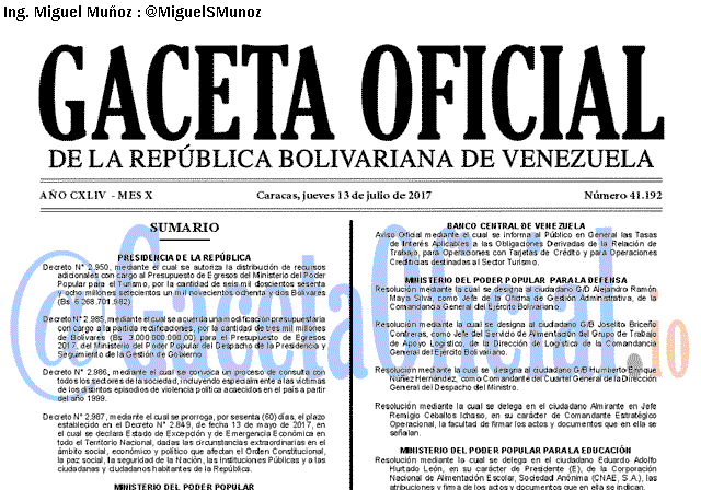 Gaceta Oficial 41192 del 13 julio 2017