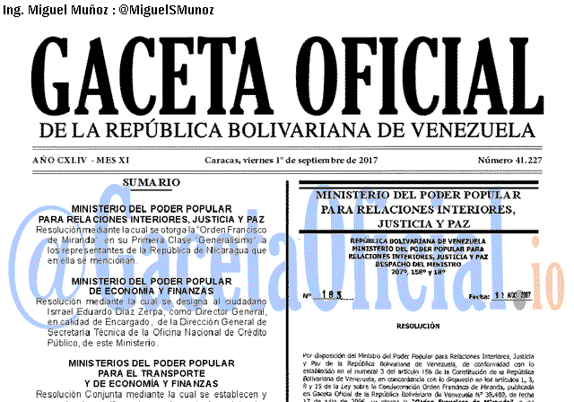 Gaceta Oficial 41227 del 1 septiembre 2017