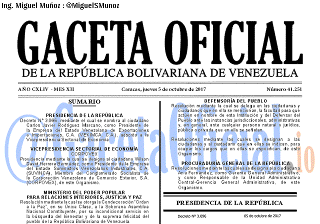 Gaceta Oficial 41251 del 5 octubre 2017