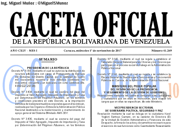 Gaceta Oficial 41269 del 1 noviembre 2017