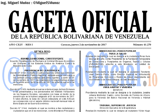 Gaceta Oficial 41270 del 2 noviembre 2017