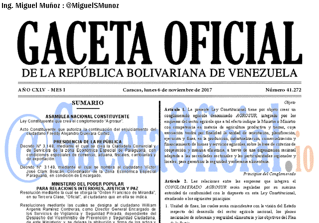 Gaceta Oficial 41272 del 6 noviembre 2017