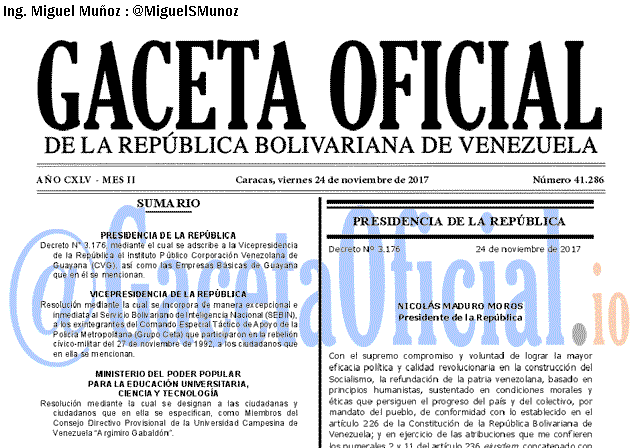 Gaceta Oficial 41286 del 24 noviembre 2017