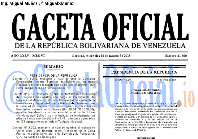 Gaceta Oficial 41360 del 14 marzo 2018
