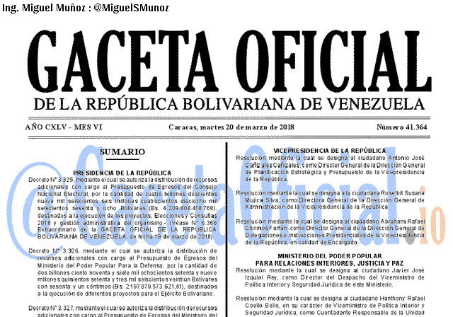 Gaceta Oficial 41364 del 20 marzo 2018